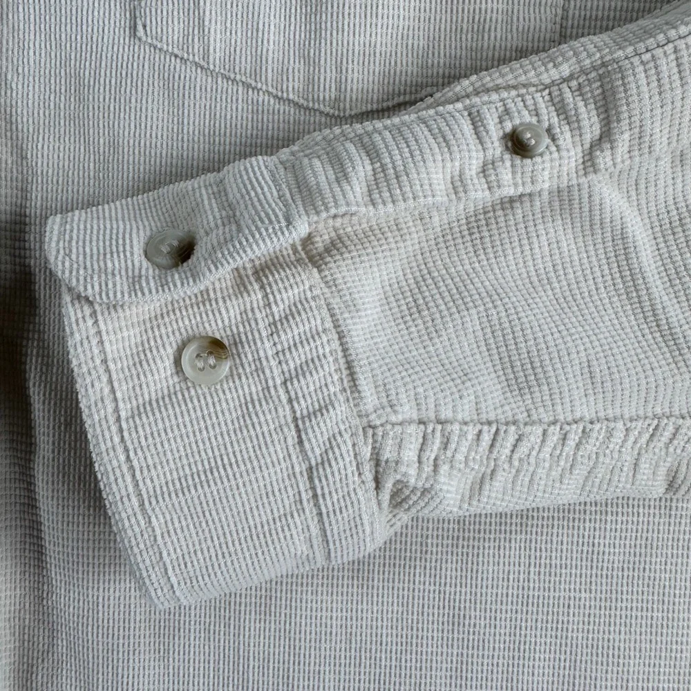 Banana Republic Corduroy Shirt Mens XL Extra Large Cream Untucked Fit Fine Wale